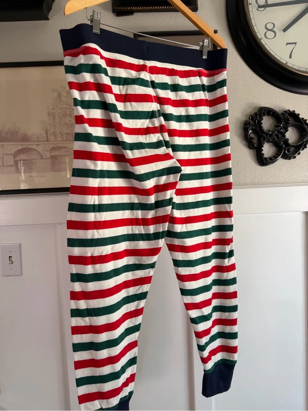 J. Crew Navy Striped Red, Green & White Pajama Pants Sz L k497